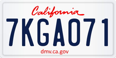 CA license plate 7KGA071