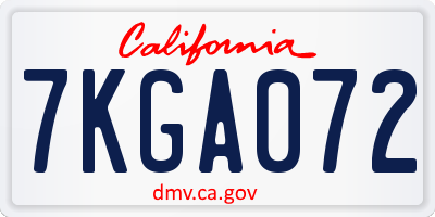 CA license plate 7KGA072