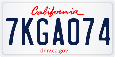 CA license plate 7KGA074
