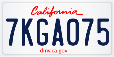 CA license plate 7KGA075