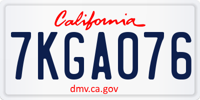 CA license plate 7KGA076