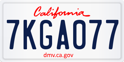 CA license plate 7KGA077