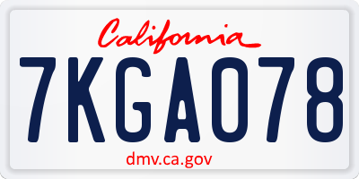 CA license plate 7KGA078