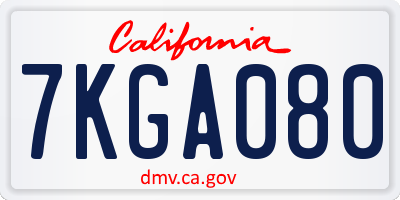 CA license plate 7KGA080