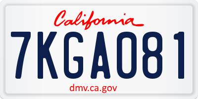 CA license plate 7KGA081