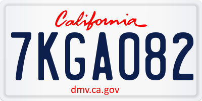 CA license plate 7KGA082