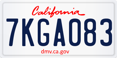 CA license plate 7KGA083