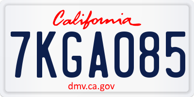 CA license plate 7KGA085