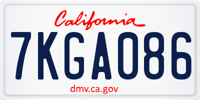 CA license plate 7KGA086