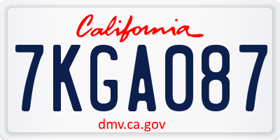 CA license plate 7KGA087
