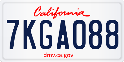 CA license plate 7KGA088