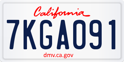 CA license plate 7KGA091