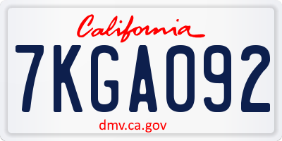 CA license plate 7KGA092