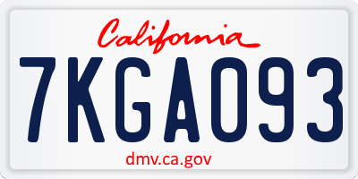 CA license plate 7KGA093