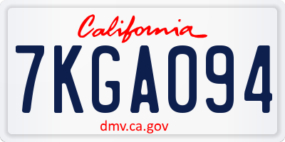 CA license plate 7KGA094
