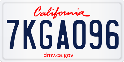 CA license plate 7KGA096