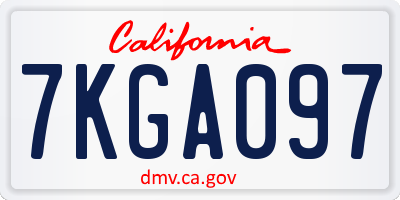 CA license plate 7KGA097