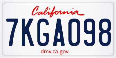 CA license plate 7KGA098