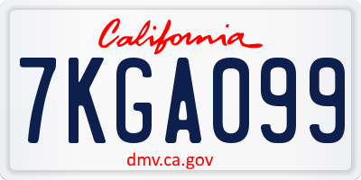 CA license plate 7KGA099