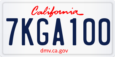 CA license plate 7KGA100