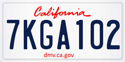 CA license plate 7KGA102