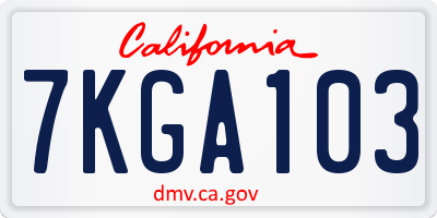 CA license plate 7KGA103