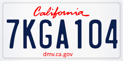 CA license plate 7KGA104