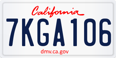 CA license plate 7KGA106