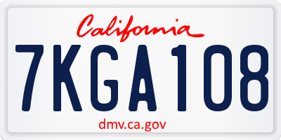 CA license plate 7KGA108