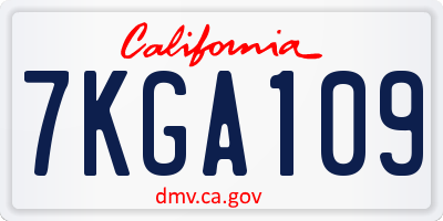 CA license plate 7KGA109