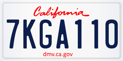 CA license plate 7KGA110