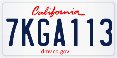 CA license plate 7KGA113