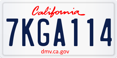 CA license plate 7KGA114