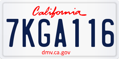CA license plate 7KGA116