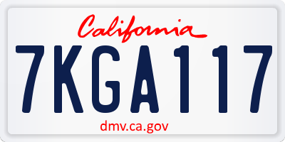 CA license plate 7KGA117