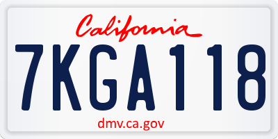 CA license plate 7KGA118