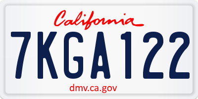 CA license plate 7KGA122