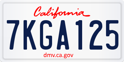 CA license plate 7KGA125