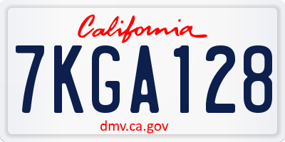 CA license plate 7KGA128