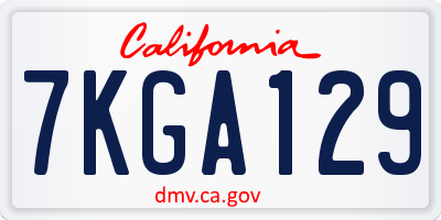 CA license plate 7KGA129