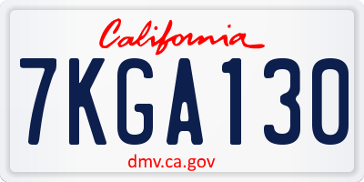 CA license plate 7KGA130