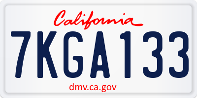 CA license plate 7KGA133