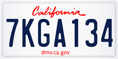 CA license plate 7KGA134