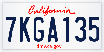 CA license plate 7KGA135