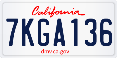 CA license plate 7KGA136