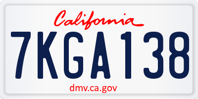 CA license plate 7KGA138