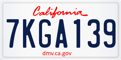 CA license plate 7KGA139