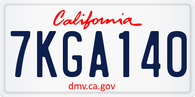 CA license plate 7KGA140
