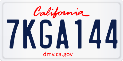 CA license plate 7KGA144