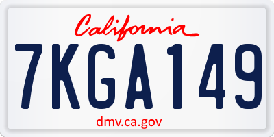 CA license plate 7KGA149
